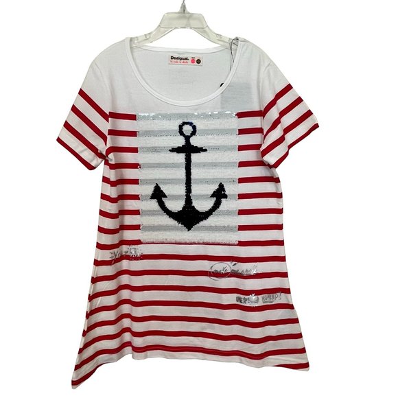 NWT Desigual Reversible Sequins Top. 100% Cotton. Sz 11/12 - Picture 1 of 11